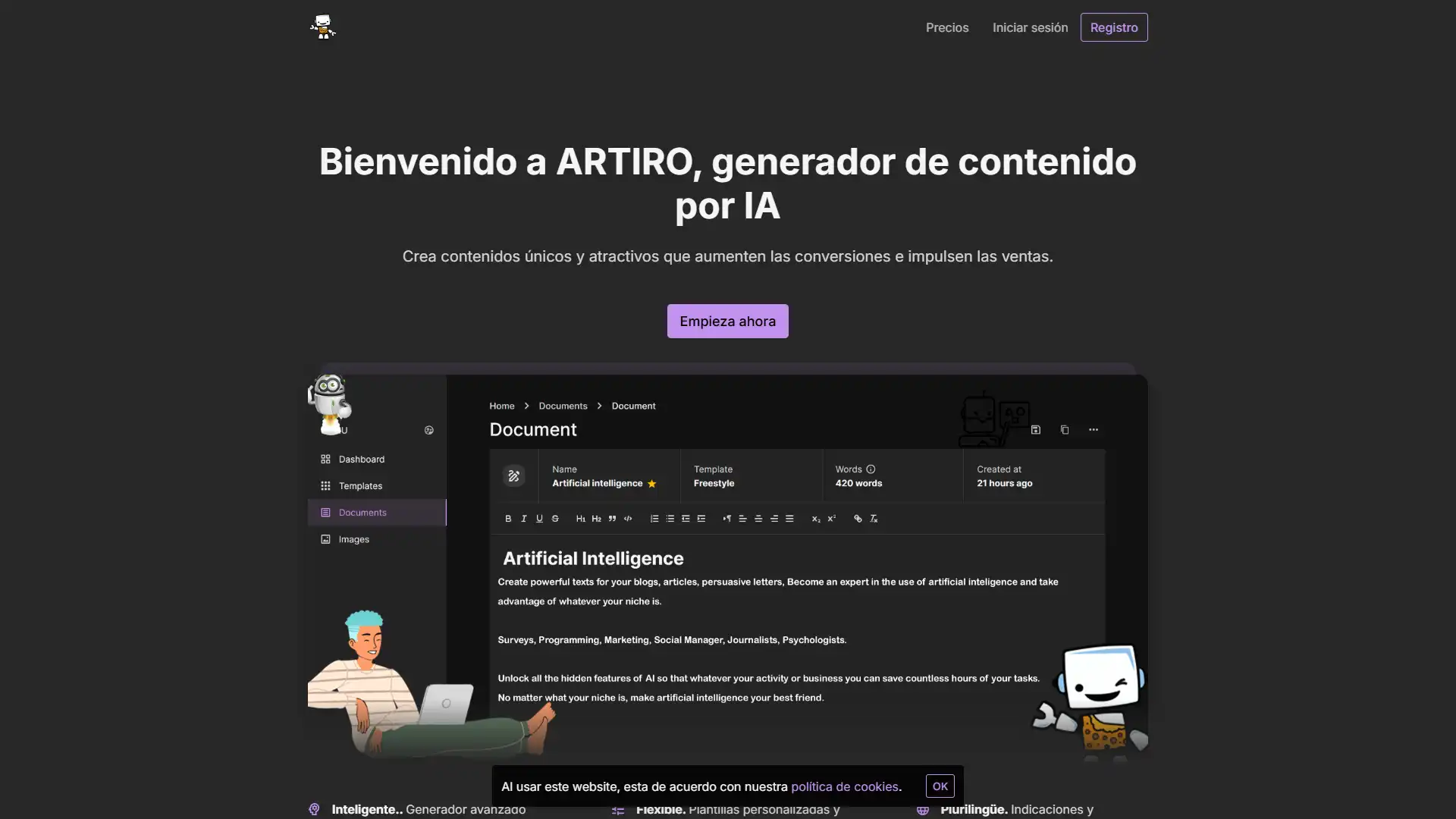 Captura de pantalla de Artiro