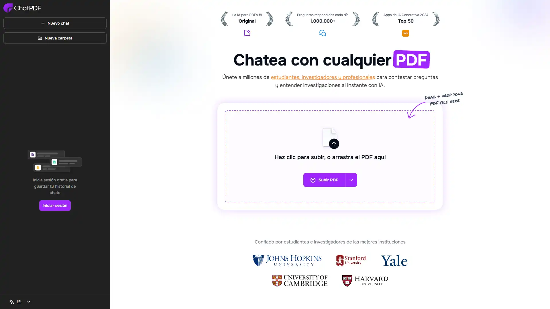 Captura de pantalla de ChatPDF