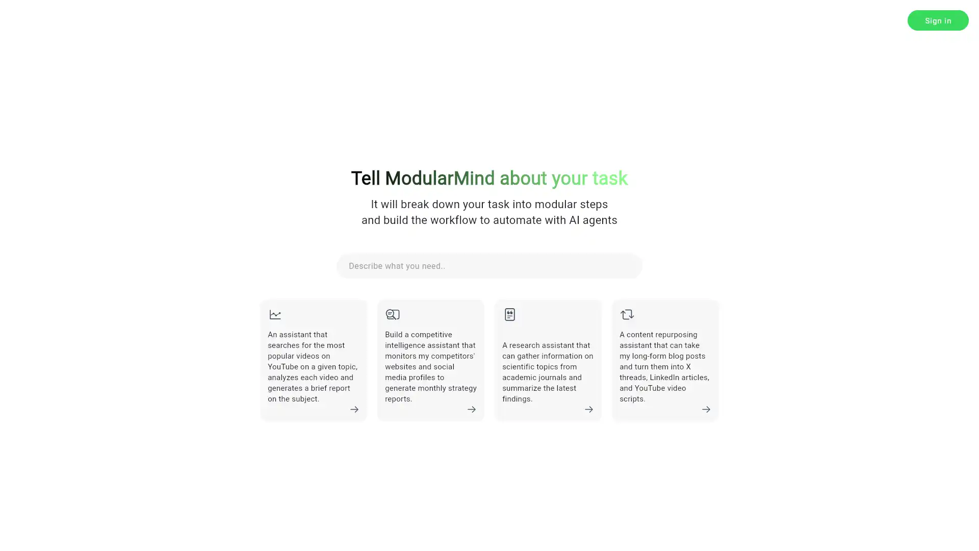 Captura de pantalla de ModularMind: No-Code AI Builder