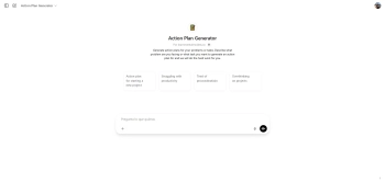 Captura de pantalla del sitio de Action Plan Generator