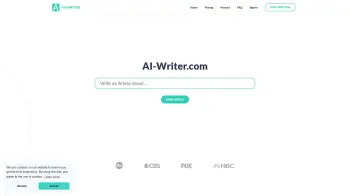 Captura de pantalla del sitio de AI-Writer