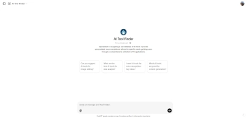 Captura de pantalla del sitio de AI Tool Finder GPT by AI-Finder.net
