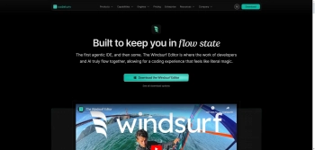 Captura de pantalla del sitio de Codeium Windsurf