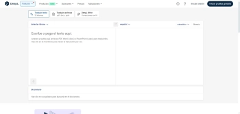 Captura de pantalla del sitio de DeepL Traductor