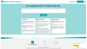 Captura de pantalla del sitio de Duino Code Generator