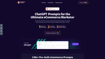 Captura de pantalla del sitio de ECommerce Prompt Generator