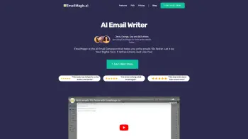 Captura de pantalla del sitio de EmailMagic AI