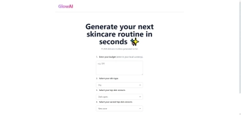 Captura de pantalla del sitio de Glow AI