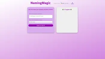 Captura de pantalla del sitio de Naming Magic