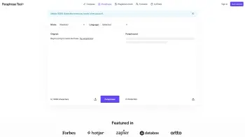 Captura de pantalla del sitio de Paraphraser Tool