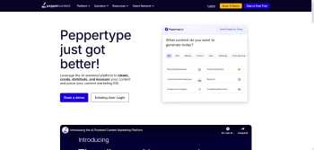 Captura de pantalla del sitio de Peppertype.ai