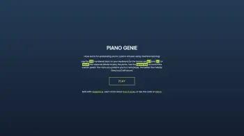 Captura de pantalla del sitio de Piano Genie