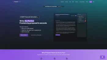 Captura de pantalla del sitio de Proposal Genie