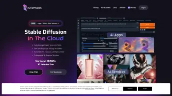 Captura de pantalla del sitio de RunDiffusion