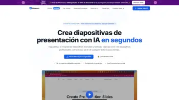 Captura de pantalla del sitio de Slides AI