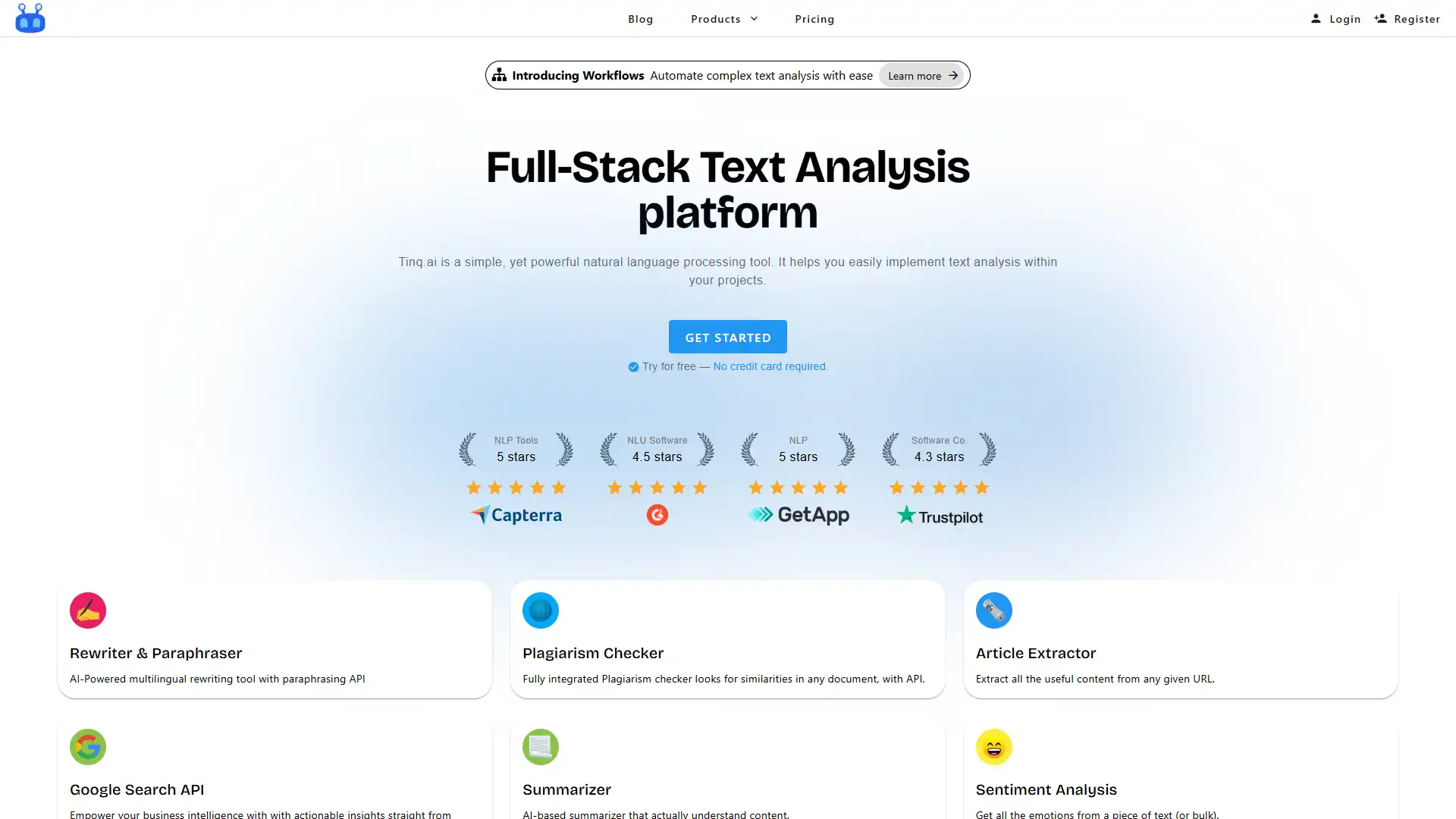 Captura de pantalla de Tinq AI - NLP API